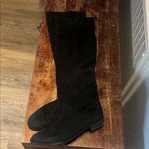 Black Suede Knee-High Boots